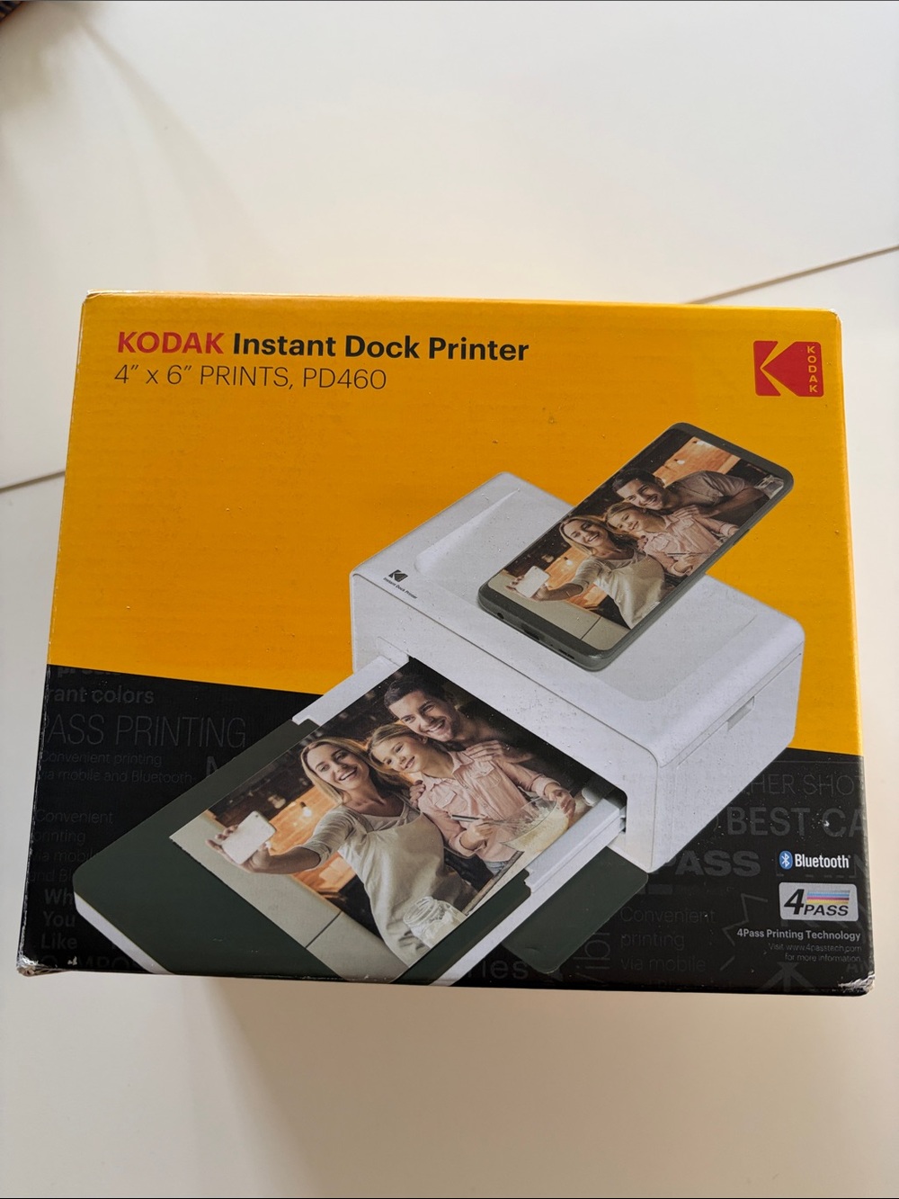 Kodak Instant Dock Photo Printer – Yellow & White Packaging